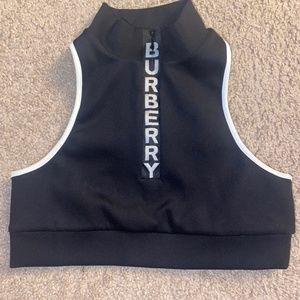Burberry mock neck zip up cropped bra